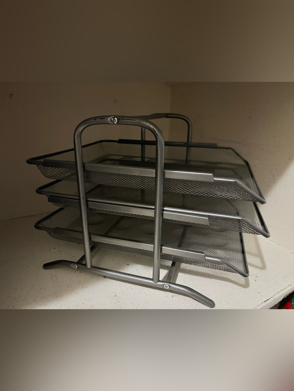 3 - Tiered Grey Metal Sliding Letter Tray